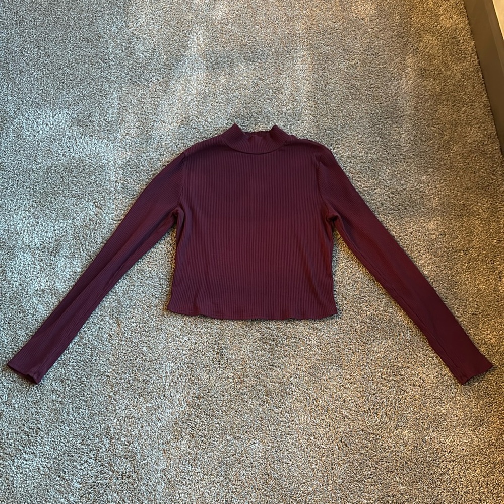 Maroon mock neck top